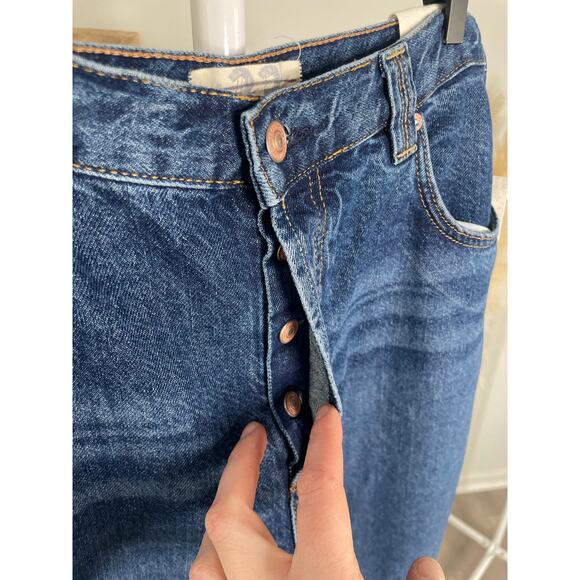 Free People Crvy Siren Straight Leg Jeans Size 33 Dark Wash Low Rise Casual - Picture 4 of 8